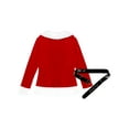 thumbnail image 5 of Haitryli Women's Christmas Velvet Long Sleeve Coats Open Front Lapel Jacket with Belt Xmas Outfit Red S, 5 of 7