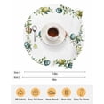 thumbnail image 6 of 13 Inch Round Placemats Set of 4, Green Eggs Easter Non Slip Heat Insulation PP Table Mats, Leaves Elegant Pastoral Botanical Washable Place Mats for Kitchen Dining Party Table Decor, 6 of 7
