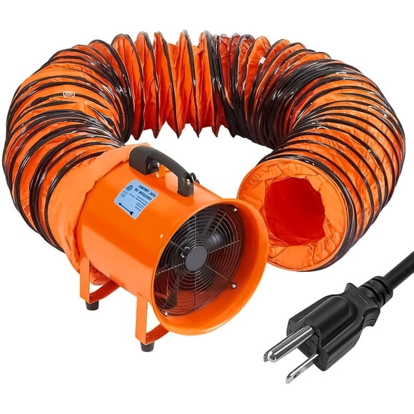 Yiwa Ventilateur Portatif Robuste de 12”, Souffleur Ventilateur 3500 CFM 580W avec Conduites Flexibles pour Atelier et Ventilation Industrielle