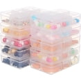 thumbnail image 1 of 10 cajas de almacenamiento de plástico de 6 rejillas para guardar herramientas de joyería (transparentes), 1 of 7