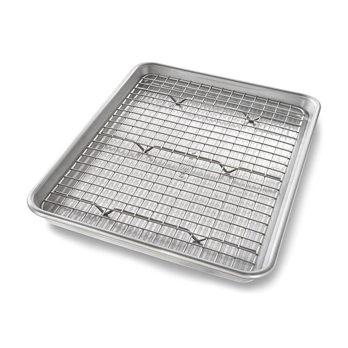 USA Pan Bakeware Quarter Sheet Pan with Baking/ Cooling Rack, Nonstick, Aluminized Steel