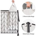 thumbnail image 5 of Laundry Basket with Wheels, Heavy Duty Laundry Hamper with Wood Lid, Clothes Hamper with Divided Removable Liner Bag, Large Capacity Iron-Made Laundry Sorter Laundry Room Organization (Beige), 5 of 7