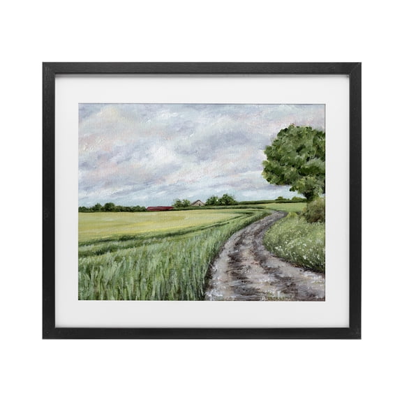 Winding Country Roads Black Framed Print Under Glass, design by Leah Noel Art