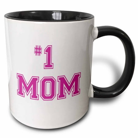 3dRose #1 Mom - Number One Mom in hot pink large print text - for worlds greatest and best Mothers day, Two Tone Black Mug, (Best Hot Tubs On The Market)