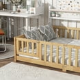 thumbnail image 4 of PAPROOS Full Floor Bed Frame, Wood Floor Platform Bed with Fence and Door, No Box Spring Needed, Modern Full Size Montessori Floor Bed for Little Girls Boys, Playhouse Bed Frame, Natural, 4 of 7