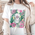 thumbnail image 2 of Western Floral Cow Skull T-Shirt, Boho Cowgirl Wildflower Cactus Tee, 2 of 8