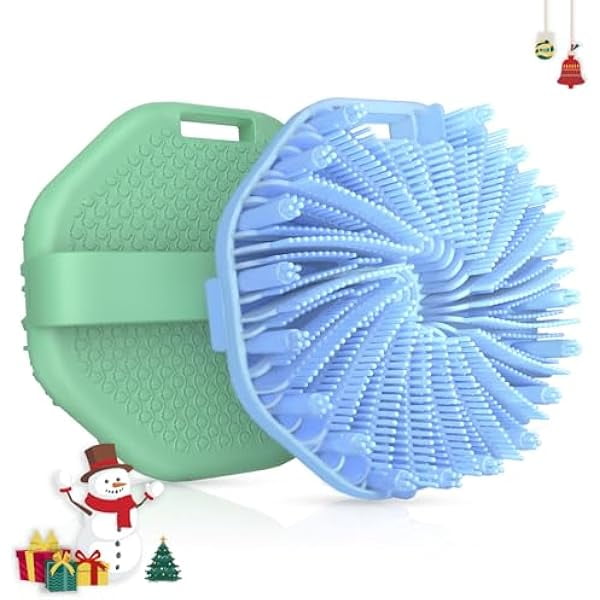 wonima11 Silicone Body Scrubber 2 Counts, Exfoliating Body Wash Scrubbers Exfoliator, Shower Body Brush for Effective Showering Exfoliation and Gentle Massage (Green+Blue)