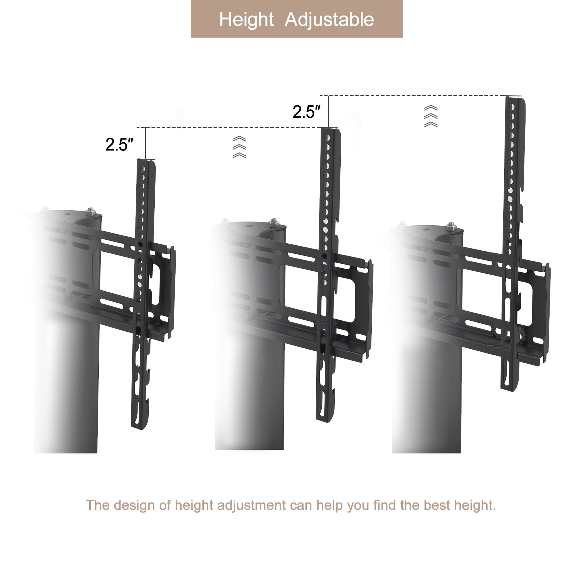 Height and Angle Adjustable Multi-Function Tempered Glass Metal Frame Floor With Lockable Wheels Mobile TV Stand, LCD/Plasma TV bracket 2 Tier Tempered Glass Shelves For Multiple Media Devices