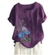 thumbnail image 2 of Fiudx Ofertas Del Día Camiseta de Verano con Cuello Redondo y Manga Corta para Mujer, Informal, con Botones Impresos, 2 of 3