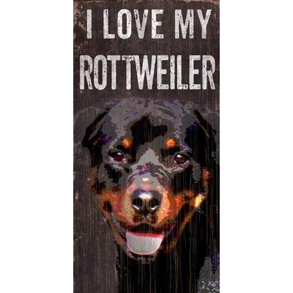 Pet Sign Wood I Love My Rottweiler 5"x10" - Special Order