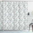 thumbnail image 1 of Ambesonne Winter Shower Curtain, Poinsettia Flora Vintage, 69"Wx84"L, Grey White Pale Blue, 1 of 3