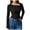 Black, variant on Women's Long Sleeve T Shirt Asymmetrical Neck Ribbed Knit Slim Fit Tee Tops Solid Color Going Out Shirts