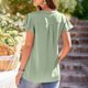 thumbnail image 5 of Camisas de satén de manga corta con cuello en V para mujer, blusa holgada de manga corta con volantes de Color puro informal a la moda de verano para mujer, 5 of 5