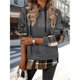 thumbnail image 4 of Sudadera con Capucha de Larga para Mujer, Estilo Patchwork A Cuadros, con Abertura Lateral, Ideal para Otoño e Invierno. Gris Oscuro L, 4 of 9