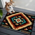 thumbnail image 4 of Boho Orange Teal Bathroom Mat 2x3 FT, Non Slip Small Kitchen Mat, Southwestern Abstract Geometric Ethnic Washable Soft Backed Front Door Throw Rug Indoor Outdoor Doormat for Entryway Sink, 4 of 9