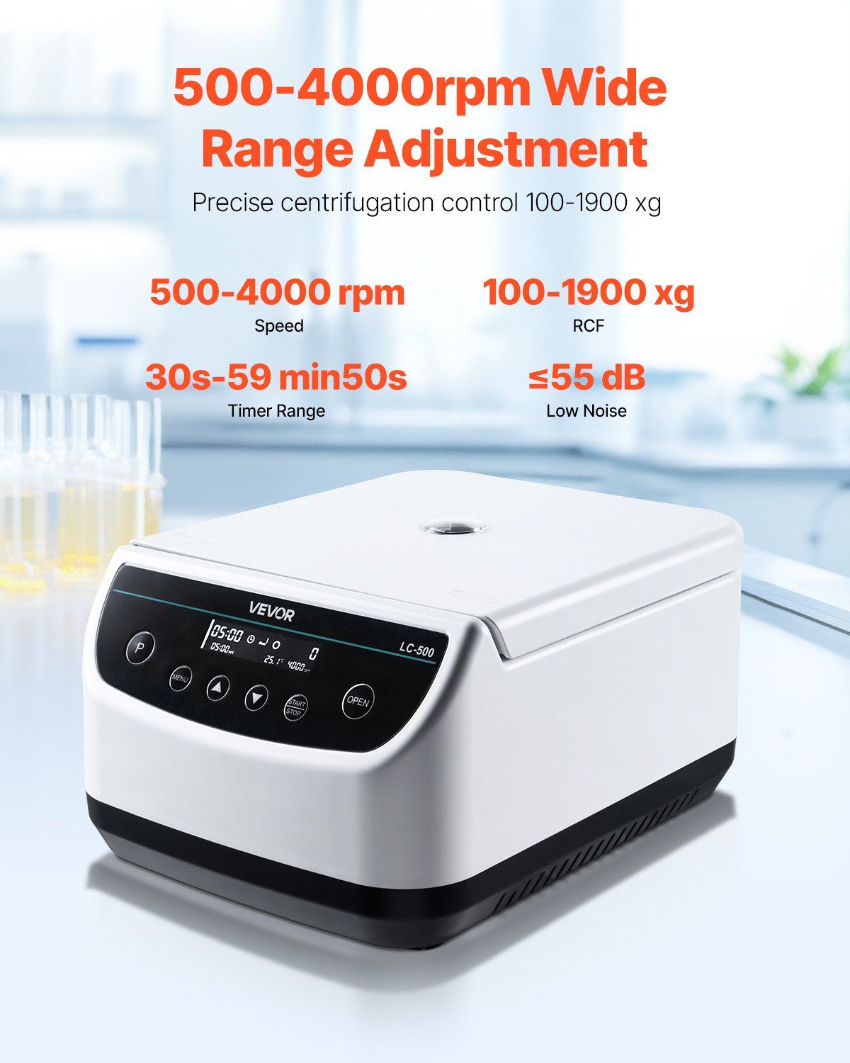 Centrifuge Machine 2/5/10/15ml Low Speed 500-4000rpm with 1 Rotor and Timer