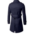 thumbnail image 6 of Aihuaihua Men's Overcoat Trench Coat Long Trench Coat Vacation Daily Fall Winter Polyester Windproof Soft Outerwear Clothing Apparel Fashion Classic Plain Navy XXXL, 6 of 6