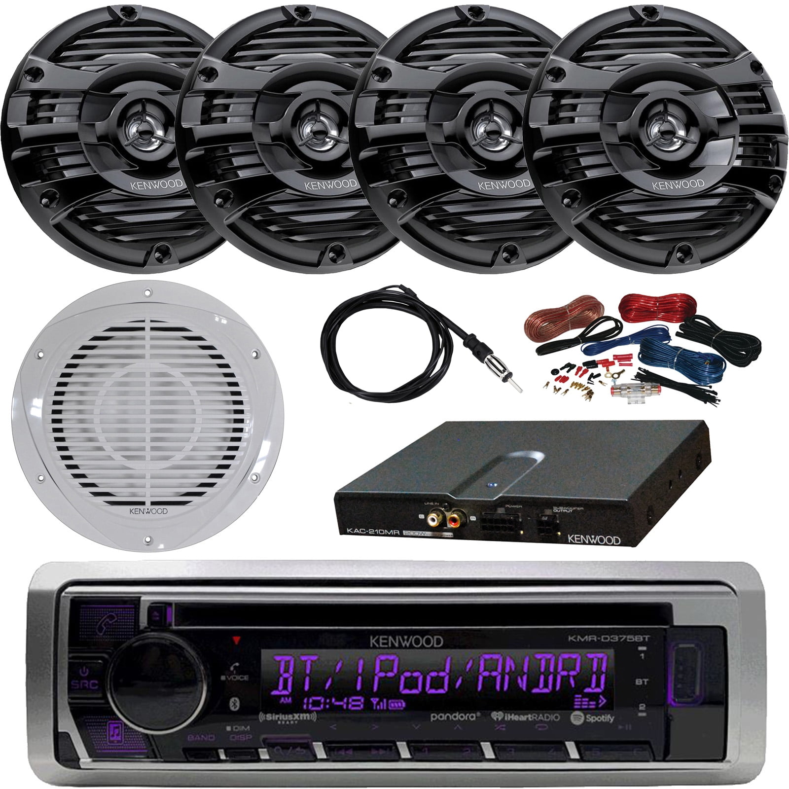 Kenwood KMRD375BT Motorsports Single DIN CD Bluetooth Receiver, 4 x