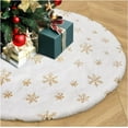 thumbnail image 4 of Vafful Christmas Tree Skirt 36'' Plush Skirts Decorations for Merry Christmas Party Christmas Tree Mat White and Gold Snowflake Faux Fur Tree Skirt, Xmas Tree Skirt Christmas Holiday Decorations, 4 of 7