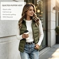 thumbnail image 2 of Womens Puffer Vest Lightweight Zipper Cropped Vest Jackets Sleeveless Stand Collar Winter down Jacket Packable Outdoor Travel Outerwears, 2 of 9