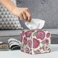 thumbnail image 4 of Leather Tissue Box Cover Square - Rose Flowers Purple Waterproof Tissue Box Holder Paper Case Organizer Dispenser for Modern Home Office Room Home Bathroom Decor, 4 of 7
