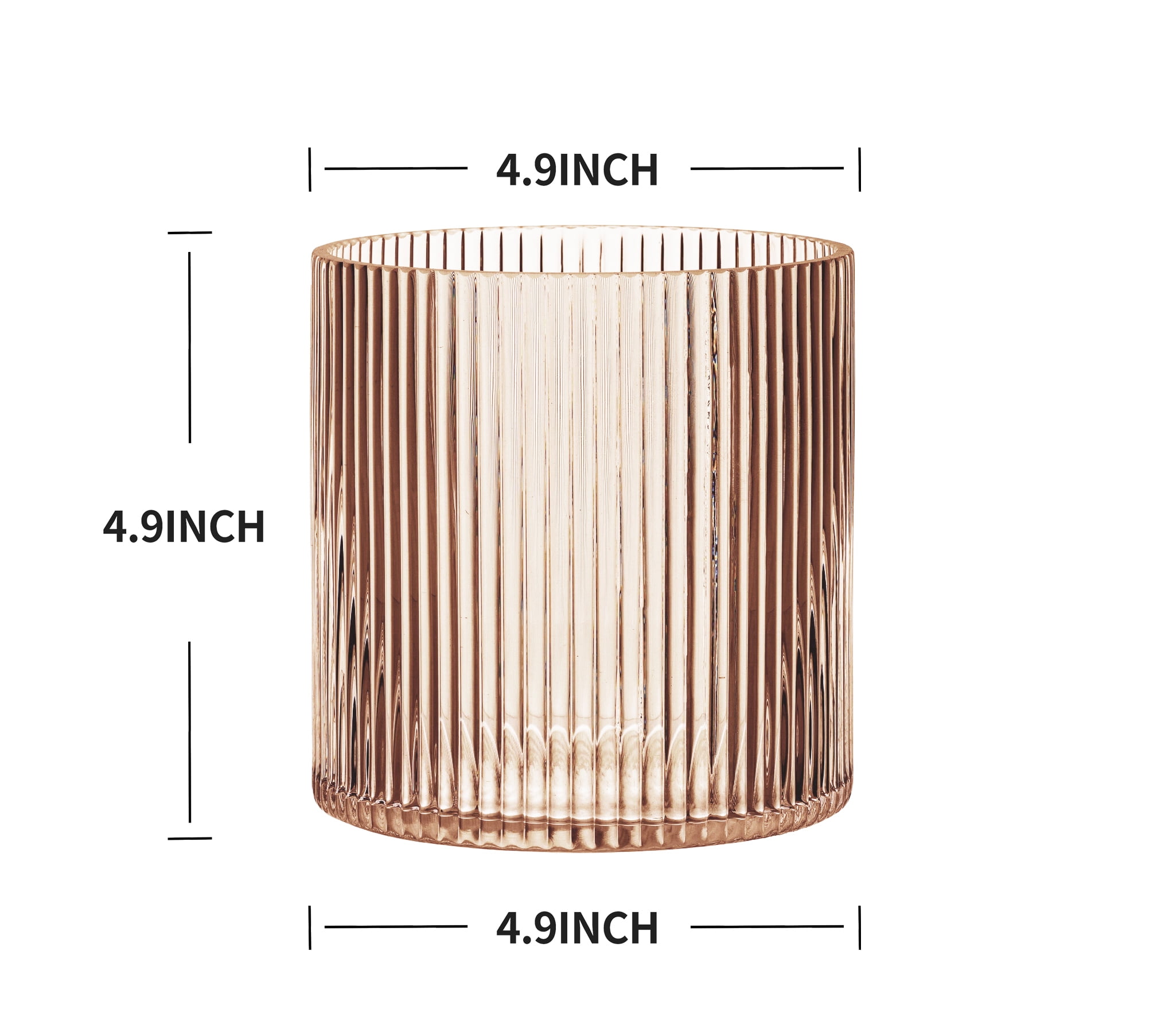 Better Homes & Gardens Amber Glass Ribbed Hurricane Candleholder, 5", Medium