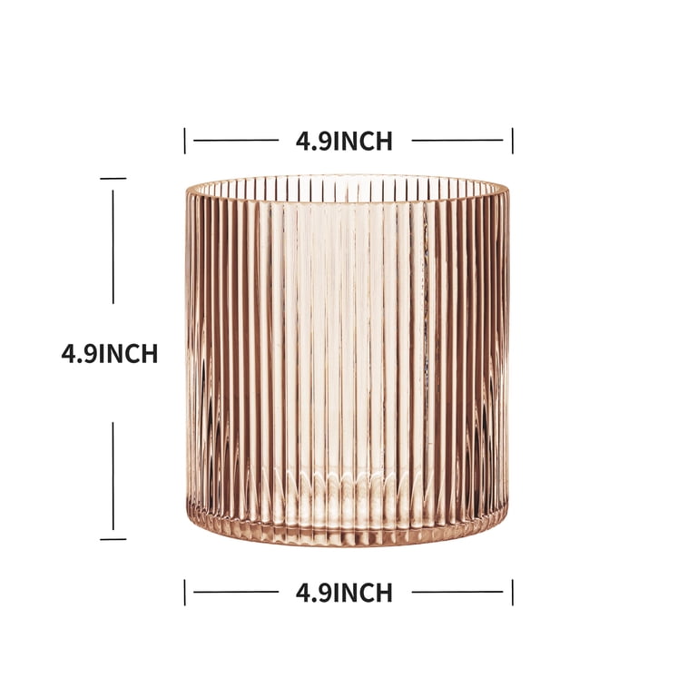 Better Homes & Gardens Amber Glass Ribbed Hurricane Candleholder photo 2