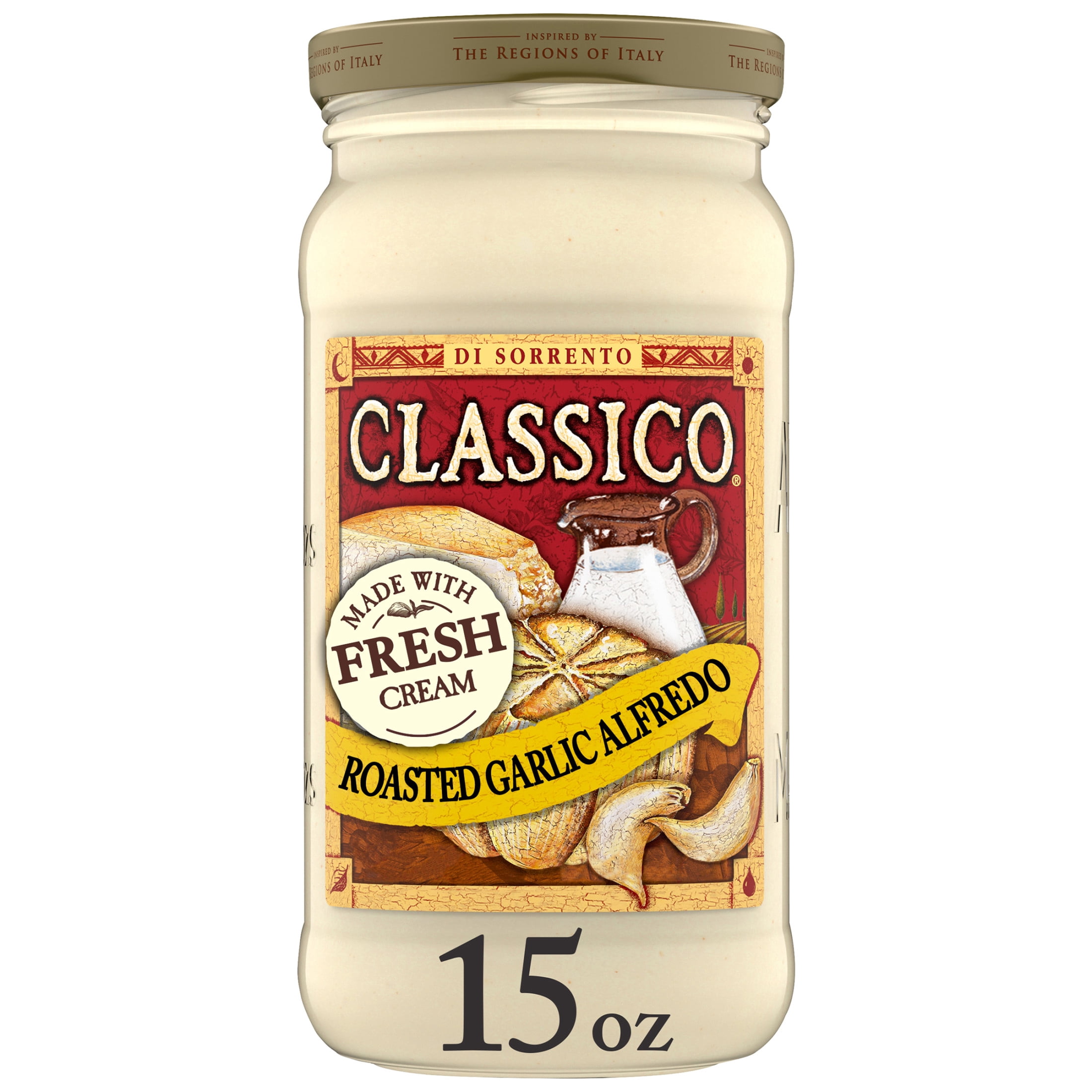 (6 pack) Classico Roasted Garlic Alfredo Pasta Sauce, 15 oz Jar