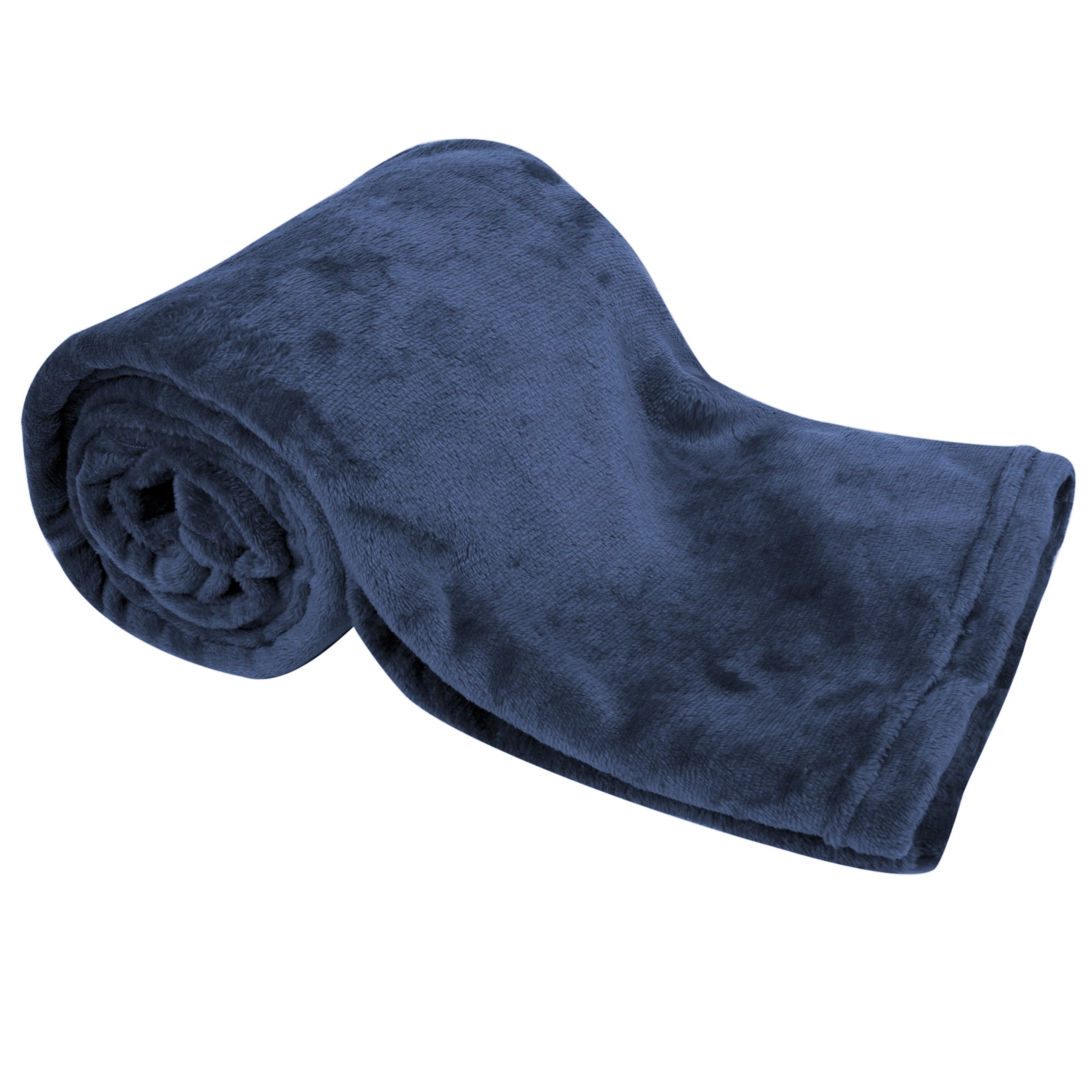 24 pack Trail maker Plush 60”L x 50”W Lightweight Microfiber Sherpa Adult Throw Blankets in Navy Blue