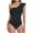 Black, variant on Yuanlook One Piece Swimsuits for Women,One Shoulder Tummy Control Bathing Suit Ruffle Sleeve Swimwear,White,L