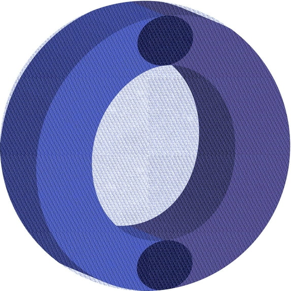 Ahgly Company Indoor Round Patterned Jeans Blue Area Rugs, 8' Round
