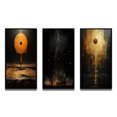 thumbnail image 2 of Designart "Solitary Moonlit Serenity" Modern Geometric Framed Wall Art Set Of 3 - Orange Abstract Geometric Frame Gallery Set For Office Decor, 2 of 6
