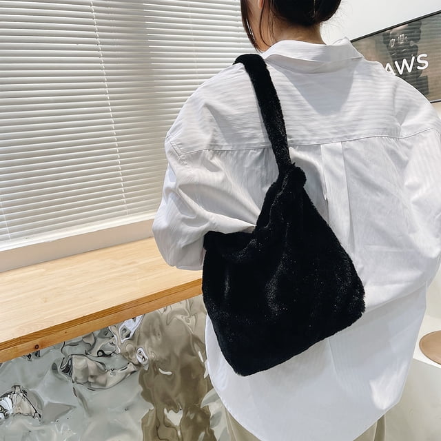 Bolso de mano de moda para mujer, bonitos de hombro de felpa, gran capacidad para otoño e invierno