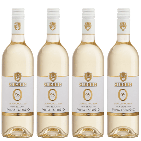 Giesen Non-Alcoholic Premium Pinot Grigio - Premium Dealcoholized White Wine Pinot Gris from New Zealand | 4 PACK
