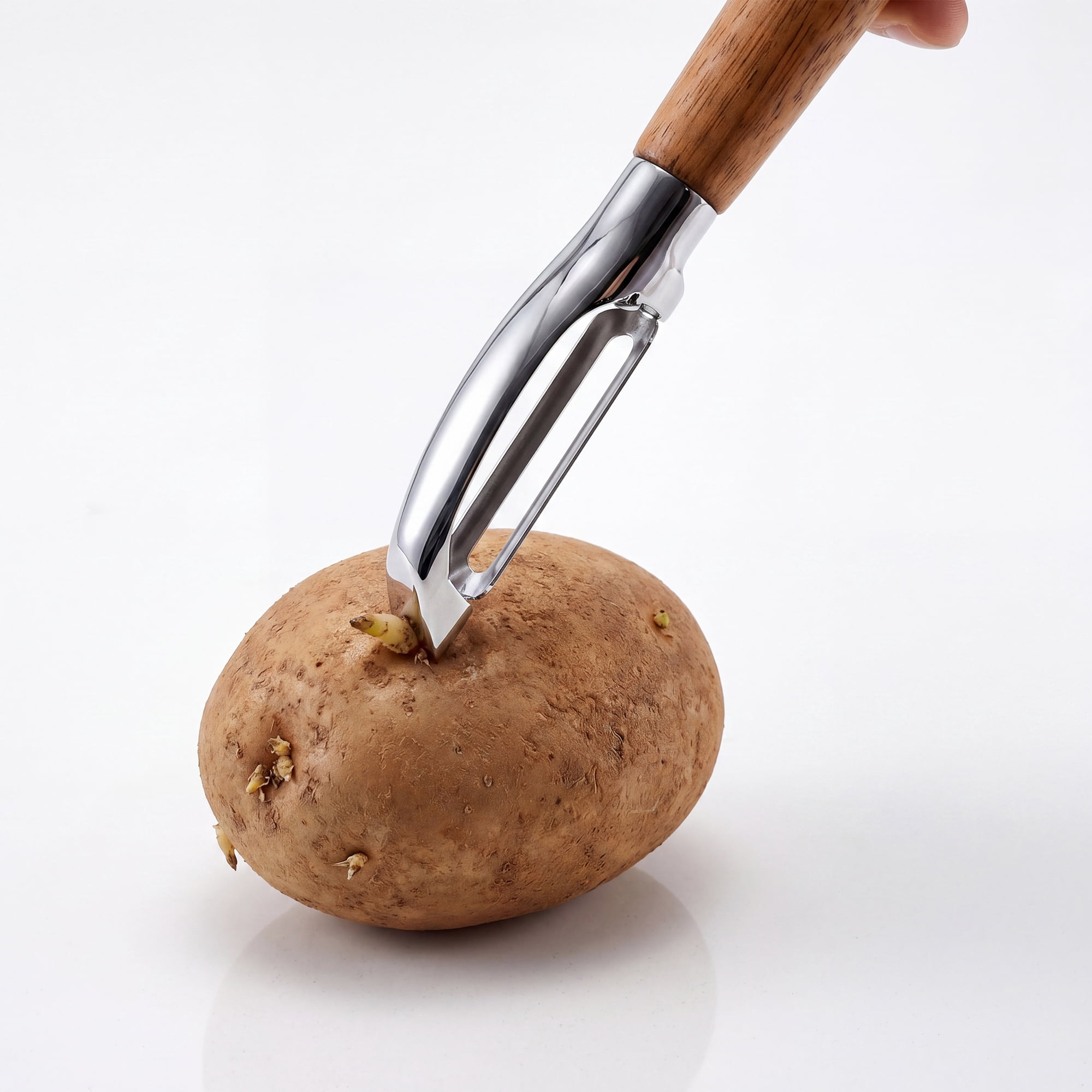 Unique Bargains Wood Vegetable Peeler, Durable Potato Peeler with Handle Brown 7.1"x0.8"