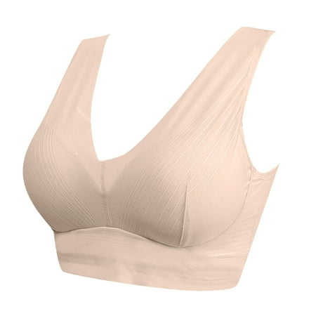 

Felwors Women Full Cup Thin Underwear Plus Size Wireless Sports Bra Lace Bra Cover Cup Large Size Vest Bras XXXXL