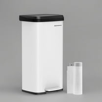 18 Gallon Kitchen Trash Can, Stainless Steel Garbage Can, Recycle Bin, White