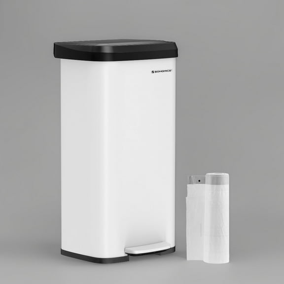 18 Gallon Kitchen Trash Can, Stainless Steel Garbage Can, Recycle Bin, White