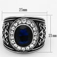 thumbnail image 2 of Luxe Jewelry Designs Men's Stainless Steel Ring with Oval Shaped Montana Synthetic Glass - Size 12, 2 of 4