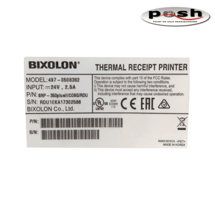 Restored Bixolon SRP-350PLUSIII Thermal Receipt Printer (PN: SRP-350PLUSIIICOBIG/NSU) w/Power Supply (Refurbished)