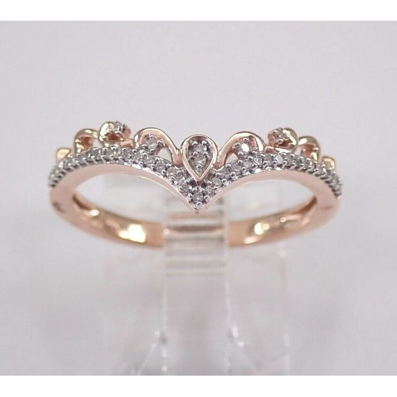 Hitanshu Jewels V Chevron Wedding Band 0.90Ct CZ Round 14K Rose Gold Plated