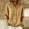 thumbnail image 2 of Azrian Women’s Button Down Hooded Knit Cardigan, Fall Winter Casual Knit OuterwearSizes S-3XL, 2 of 6