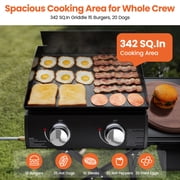 2-Burner Portable Propane Gas Griddle – 20,000 BTU Flat Top Grill for Outdoor Cooking, Camping, Tailgating, and Backyard BBQs