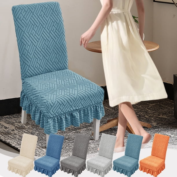 Funda de silla elástica extraíble para comedor | Se adapta a 19,6-14,9 pulgadas | Poliéster elástico lavable | Terciopelo jacquard antideslizante | Para Banquete de Hotel Cocina Casera | Un paquete