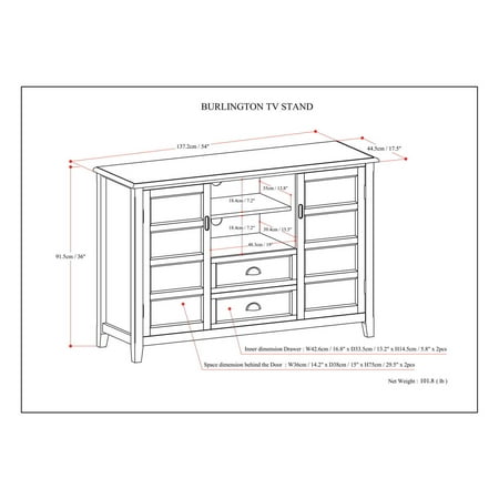 Simpli Home - Burlington Traditional Wide TV Media Stand for Most TVs up to 60" - Light Golden Brown