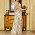 thumbnail image 3 of Women's Sequin Style Deep V Mid Waist Banquette Bead Dress Dress Dresses for Wedding Guest Wedding Dresses with No Train New Years Eve Romper Women Dress for Graduation for Women Tie Evening Gowns for, 3 of 6