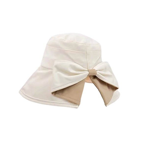 Wsysadlol Sun Hat Women Wide Brim UPF Protection Beach Sun Hat Elegant Bow Decor Foldable Summer Cap Lightweight UV Resistant Outdoor Travel Sun Hat