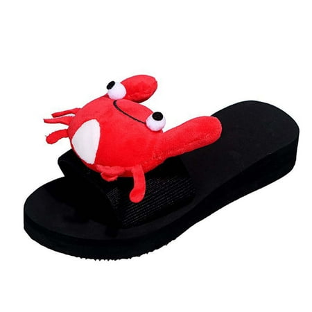 

Gzztg Women S Sandals Women s Autumn And Winter Open Toe Cotton Shoes Lobster Crab Plush Home Wedge Heel Outer Wear Slippers