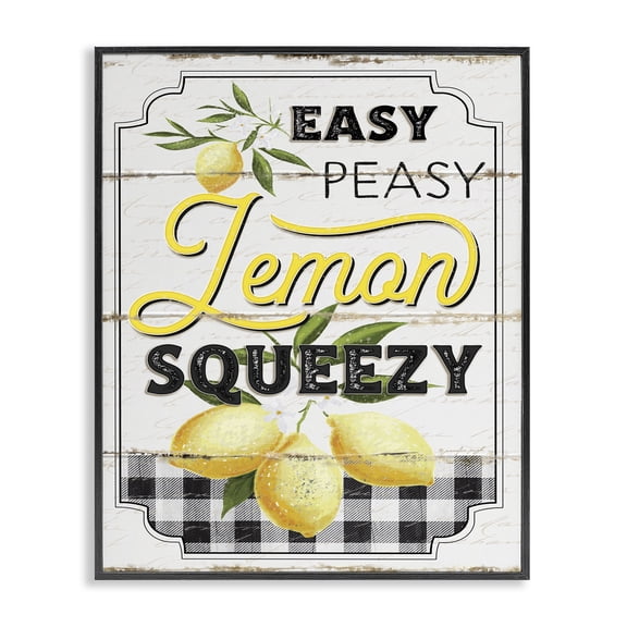 Stupell Industries Farmhouse Easy Peasy Lemon Squeezy Farmhouse Black Framed Giclee Art, 11 x 14, by Jennifer Pugh