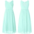 thumbnail image 5 of TTAO Kids Flower Girl Maxi Dress V-Neck Chiffon Sleeveless Bridesmaid Wedding Party Formal Evening Gown Mint Green 16, 5 of 6